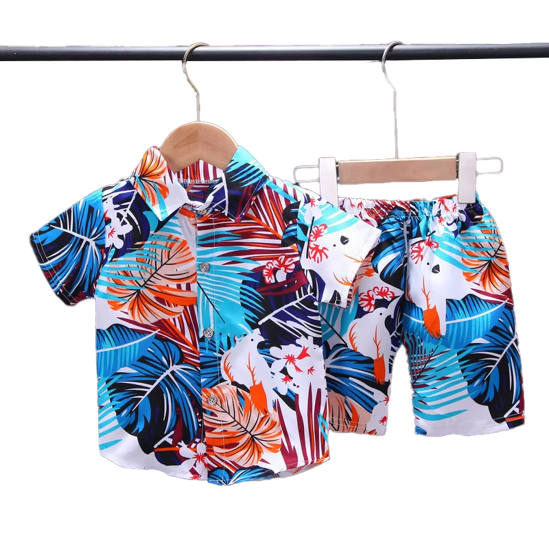 Boys' 2-Piece Set Manufacturer - 2024 Summer Short Sleeved Printed Shirt Casual