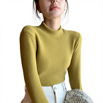 Knitted Sweater Manufacturer - Half High Neck Plush Warm Long Sleeve for Autumn Winter