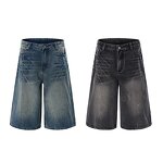 Men's Denim Shorts Manufacturer - 2025 Zipper Button Retro Loose Outdoor Overalls