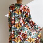 Women's Swimsuit Set Manufacturer - Floral Print Three Pieces Bra Panties Long Sleeve Cardigan