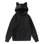 Women's Hooded Cardigan Manufacturer - Cat Ears Pockets Long Sleeve Casual Fleeces