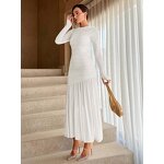 Lace Slim Dress Manufacturer - 2025 Long Sleeve Round Neck Wrinkle Slimming
