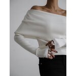 Women's Off Shoulder Top Manufacturer - Long Sleeved Knitted Solid Color One Shoulder Sexy Slim