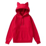 Women's Hooded Cardigan Manufacturer - Cat Ears Pockets Long Sleeve Casual Fleeces