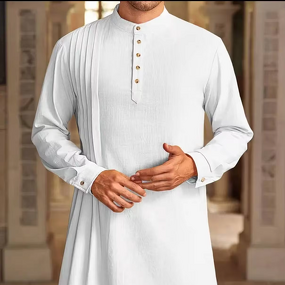 Muslim Long Shirt Manufacturer - 2025 Button Linen Hemp for Men Middle East Arab