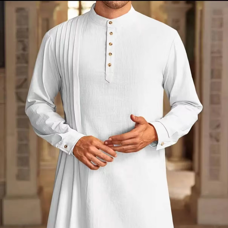Muslim Long Shirt Manufacturer - 2025 Button Linen Hemp for Men Middle East Arab