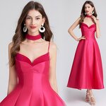 Women's Evening Dress Manufacturer - 2025 French Sexy Bareback V-neck Strap A-line