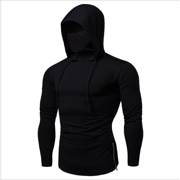 Men's Hooded T-shirt Manufacturer - Slim Fit Solid Color Lapel Fitness Hoodie