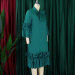 Chiffon Flare Dress Manufacturer - 2025 O-Neck Half-Sleeve Ruffles Plus Size Office