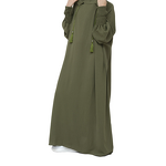 Hooded Abaya Manufacturer - Solid Color Maxi Elastic Cuffs Islamic Clothes