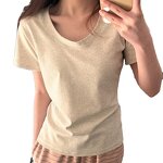 Women's T-shirt Manufacturer - 2025 Short Sleeve Solid Color Straight Shoulder Base
