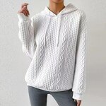 Women's Knitted Hoodie Manufacturer - 2024 Plus Size Solid Color Embroidery Lace-up Long Sleeve