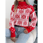 Snowflake Sweater Manufacturer - Long Sleeve High Necked Pullover Christmas Warm