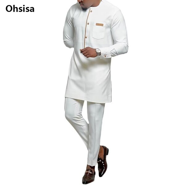 Men's 2-Piece Suit Manufacturer - 2025 O-neck Long Sleeve Shirt Pants Ethnic Style