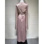 Muslim Satin Dress Manufacturer - Round Neck Batwing Sleeves Long Sleeves Slim-Fit