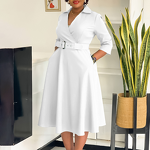 Plus Size Dress Manufacturer - 2025 Pure Color Large Skirt Career for Autumn