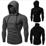 Men's Hooded T-shirt Manufacturer - Slim Fit Solid Color Lapel Fitness Hoodie