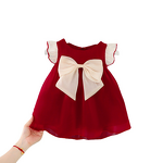 Girls' Princess Dress Manufacturer - 2025 Red Mini Toddler Bow Lace Knee-Length