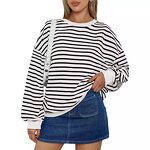 Striped Sweatshirt Manufacturer - O-neck Long Sleeve Loose Pullover Autumn Winter