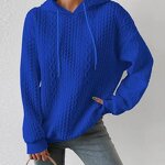 Women's Knitted Hoodie Manufacturer - 2025 Plus Size Jacquard Lace Solid Color Long Sleeve