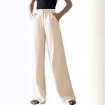 Women's Wide Leg Pants Manufacturer - Linen High Waist Slimming Vertical Straight Tube