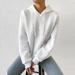 Women's Knitted Hoodie Manufacturer - 2024 Plus Size Solid Color Embroidery Lace-up Long Sleeve