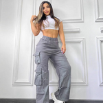 Women's Workwear Pants Manufacturer - High Waist Wide Leg Multiple Pockets Casual