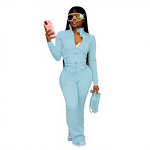 Women's Sports Set Manufacturer - Long Sleeve Tight Bellbottom Pants Leisure Wear