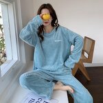 Women's Pajamas Set Manufacturer - 2024 Coral Velvet Long Sleeve Thick Fleece Autumn Winter