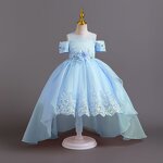 Girls' Princess Dress Manufacturer - 2025 Korean Sweet Lace Trailing Wedding Piano Short Sleeves