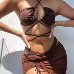 Women's Swimsuit Set Manufacturer - 2025 Three Piece Solid Color Bikini Fashion