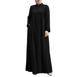Muslim Cardigan Dress Manufacturer - Vertical Collar Zipper Sluffed Pocket Loose