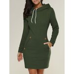 Women's Hoodie Dress Manufacturer - Turtleneck Long-Sleeved Solid Color Casual Lined