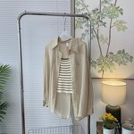 Women's 2-Piece Set Manufacturer - Sunscreen Shirt Loose Solid Color Collar Top