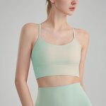 Yoga Crop Top Manufacturer - High-End Nude Spaghetti Straps Training Elastic Sports Bra