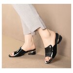 Women's Medium Heel Sandals Manufacturer - 2025 Summer Outerwear Fashion Soft Leather