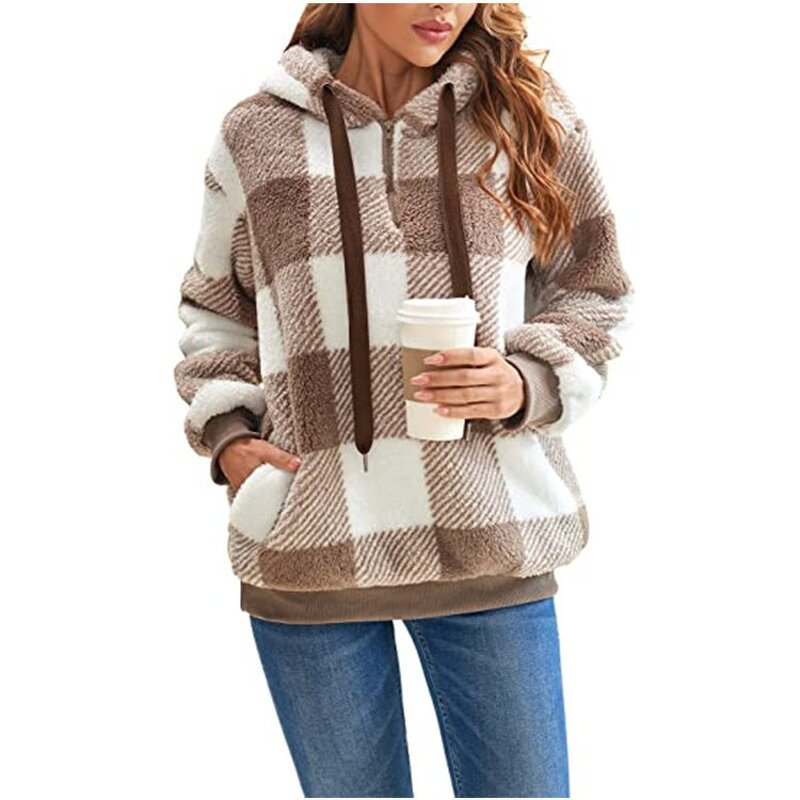 Women's Hooded Sweater Manufacturer - 2025 Long-sleeved Checkered Autumn Winter