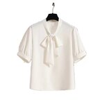 Women's 2-Piece Set Manufacturer - Short Sleeve Tops Skirt Petal Bow Collar Professional