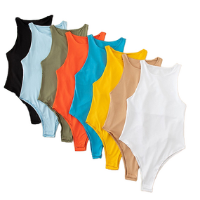 One-Shoulder Bodysuit Manufacturer - 2025 Solid Color Sexy Sleeveless Tight-Fitting