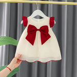 Girls' Princess Dress Manufacturer - 2025 Red Mini Toddler Bow Lace Knee-Length