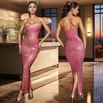 Women's Evening Dress Manufacturer - 2025 Hot Diamond Sleeveless Sexy Party Solid Color