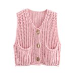 V-neck Knit Vest Manufacturer - Button Waistcoat Sleeveless for Women Spring Autumn