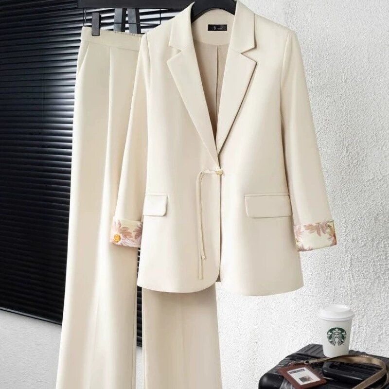Chinese Style Suit Set Manufacturer - Plus Size Jacket High Waisted Pants Two-piece