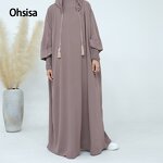 Hooded Abaya Manufacturer - Solid Color Maxi Elastic Cuffs Islamic Clothes
