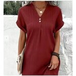 A-line Dress Manufacturer - V-neck Solid Color Button up for Women Summer Casual