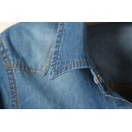 Cotton Denim Shirt Manufacturer - Three-quarter Sleeve Lapel Button Solid Color