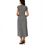 Striped Knitted Dress Manufacturer - 2025 Sleeveless V-neck Slim Midi for Women Summer