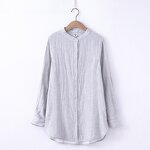 Cotton Yarn Blouse Manufacturer - Long Sleeve Stand Collar Button Soft Midi Casual