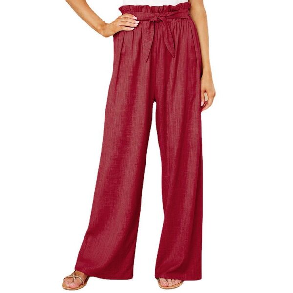 Women's Casual Pants Manufacturer - European American Loose Cotton Linen High Waisted