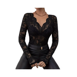 Lace T-shirt Manufacturer - 2025 Floral Hollow Fan-shaped Decoration Base Sexy